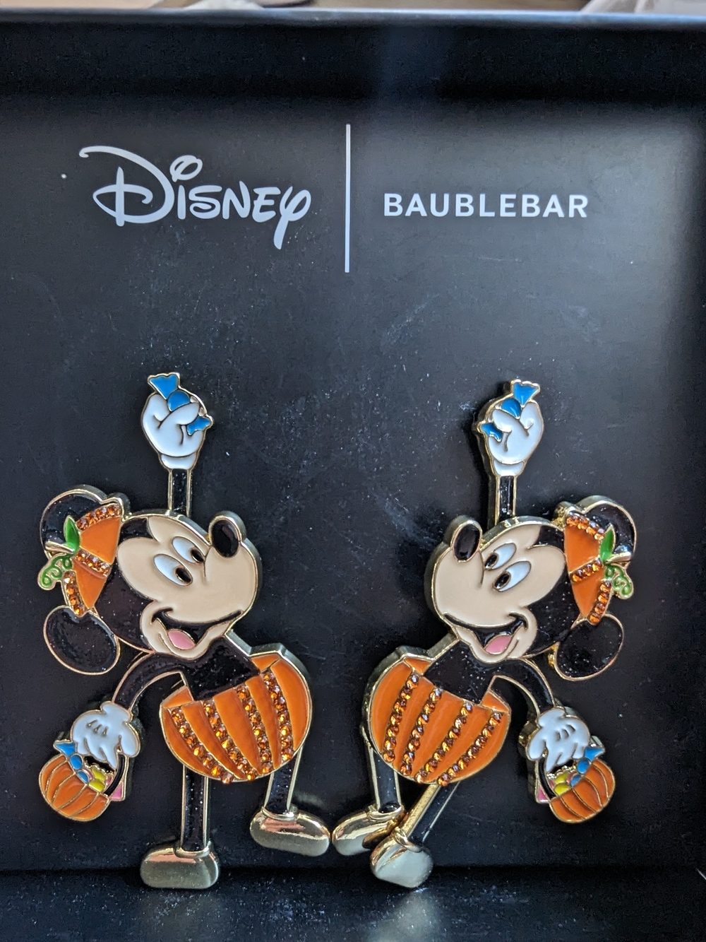 NWT Disney BaubleBar Mickey Mouse Pumpkin Halloween Drop Earrings - Orange